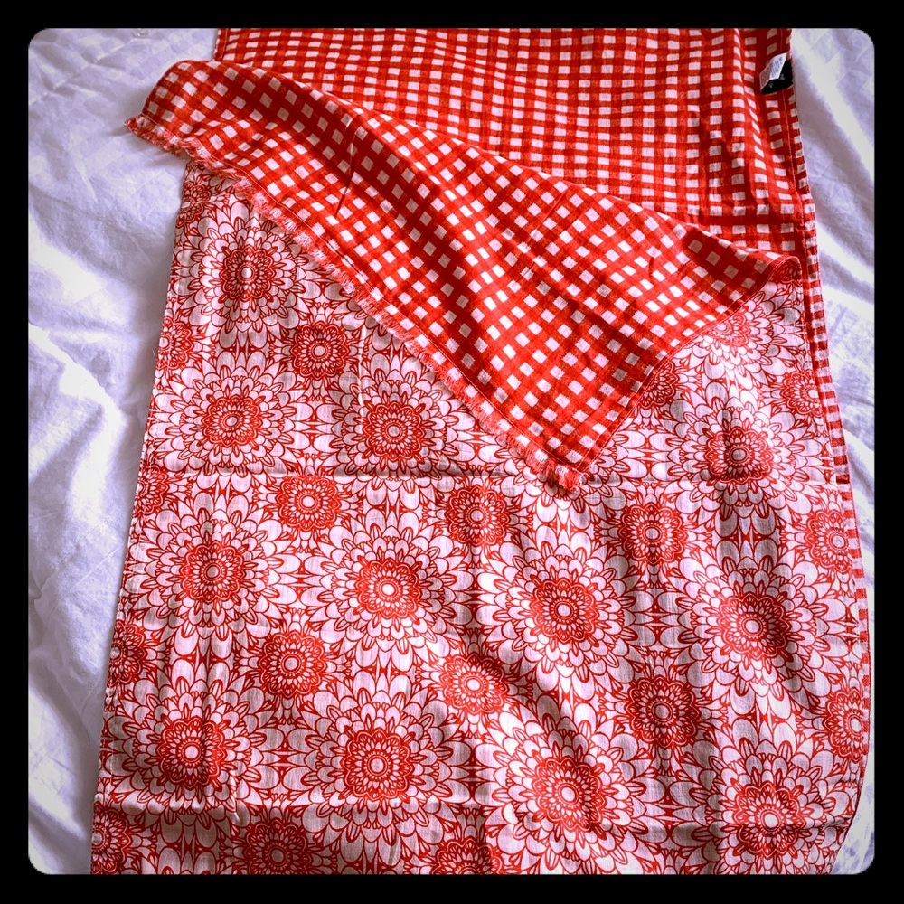 Reversible Orange/Tan Echo Cotton Scarf